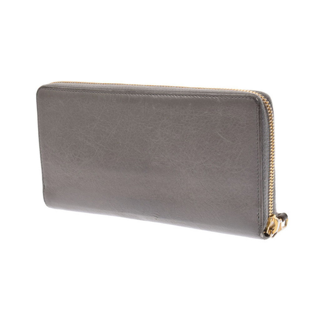Balenciaga Wallet Long Zip Leather Gray Giant GG Continental